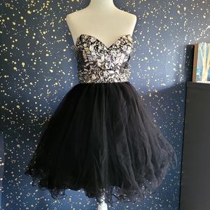 Elegant Black and Silver Prom Dress